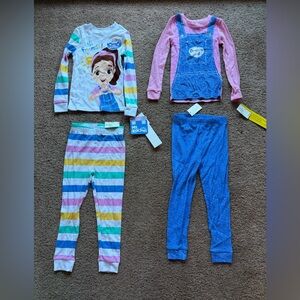 NEW NWT ms rachel pajama sets 4t two pairs overalls stripes toys for littles